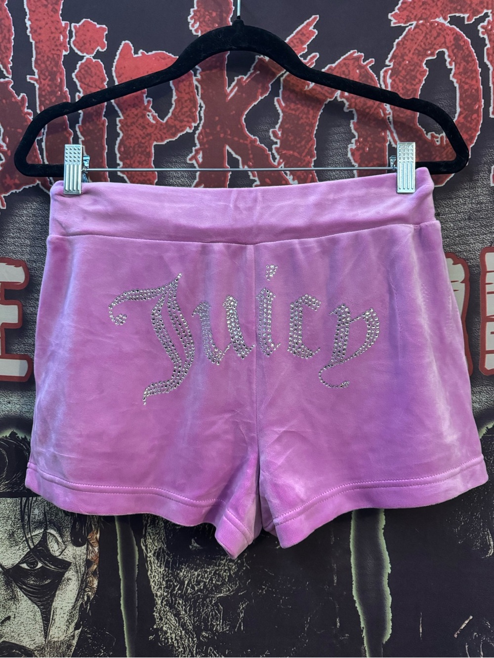 Juicy Couture Lavender Pink Velour 'Juicy' Logo Shorts